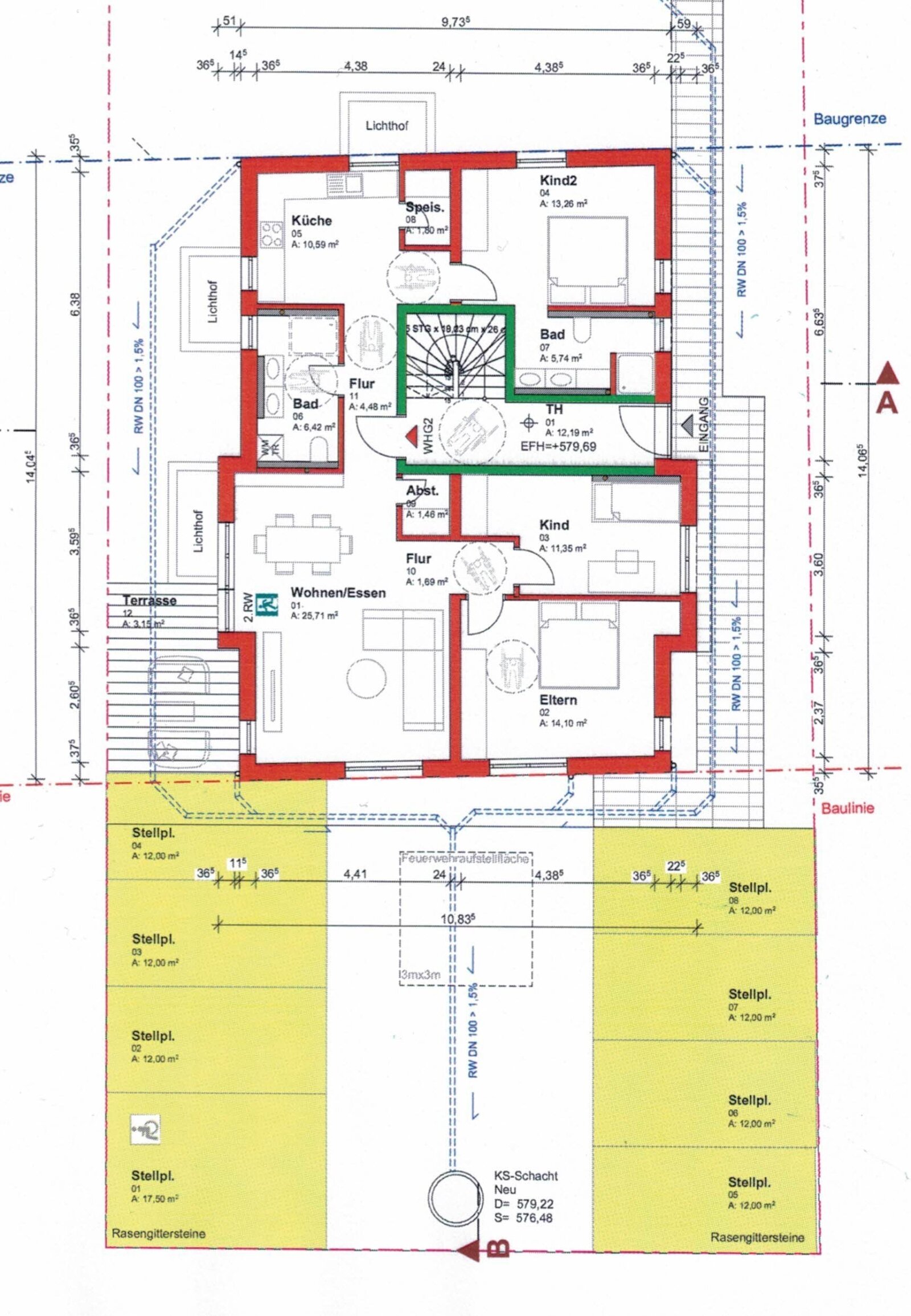 Projektiertes 5 Familienhaus in Biberach mit Baugenehmigung 
